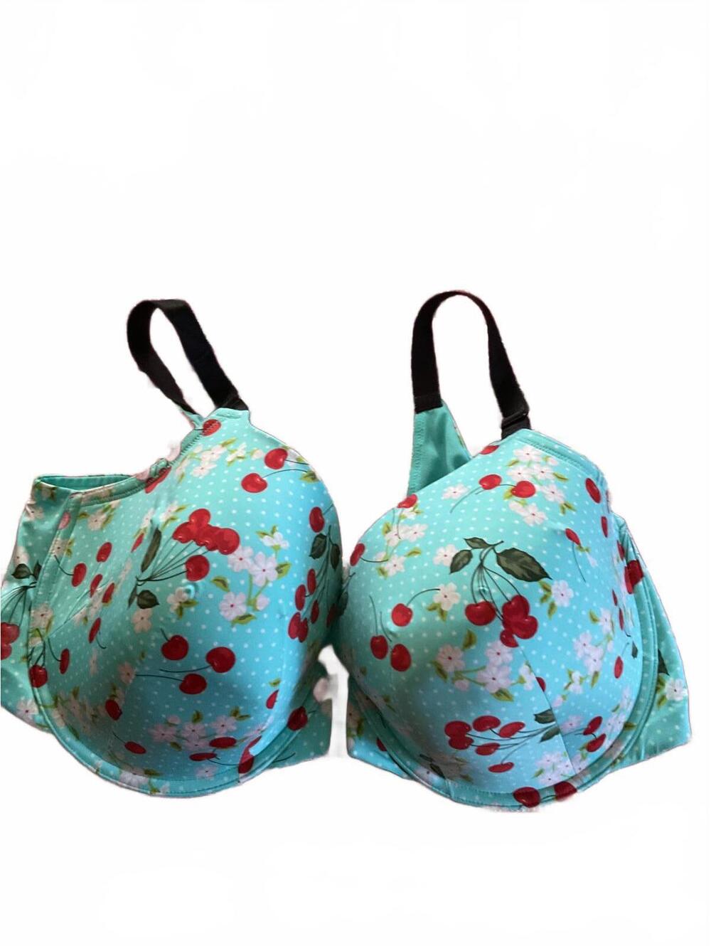 Torrid Cute Cherry Print Bra with Black Adjustable Straps